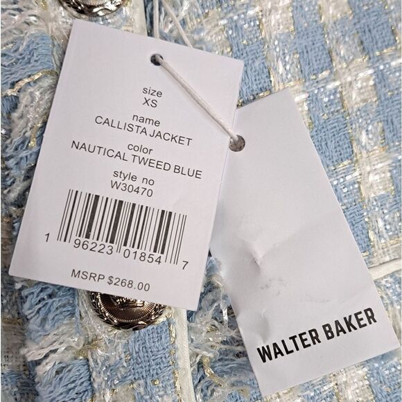 NWT Walter Baker Callista Jacket in Nautical Tweed Blue - Picture 10 of 13